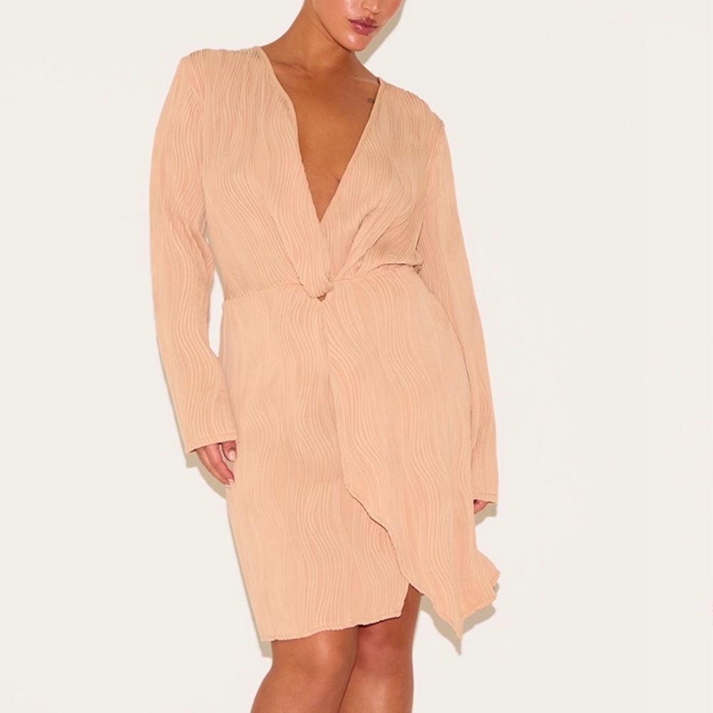 Plus Stone Plisse Wrap Dress NWOT - PLT